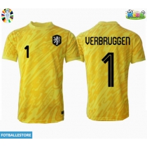 Nederland Bart Verbruggen #1 Keeper Bortedrakt EM 2024 Kortermet